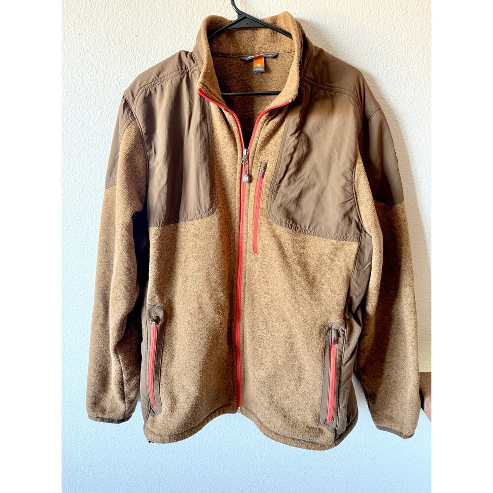 Eddie Bauer Men's Fleece and Nylon Hunting Jacket Brown Color Block - XL